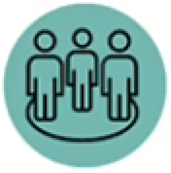 Icon of three people standing together representing collaboration