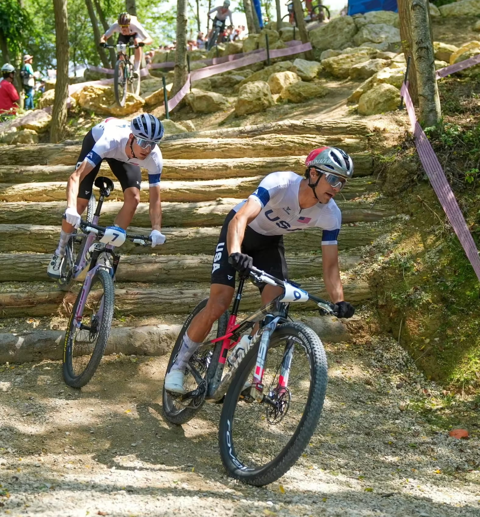 Christopher Blevins competing on his mountain bike during the Olympics