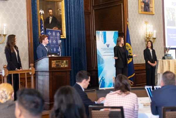 A team of students offers a presentation in Philadelphia