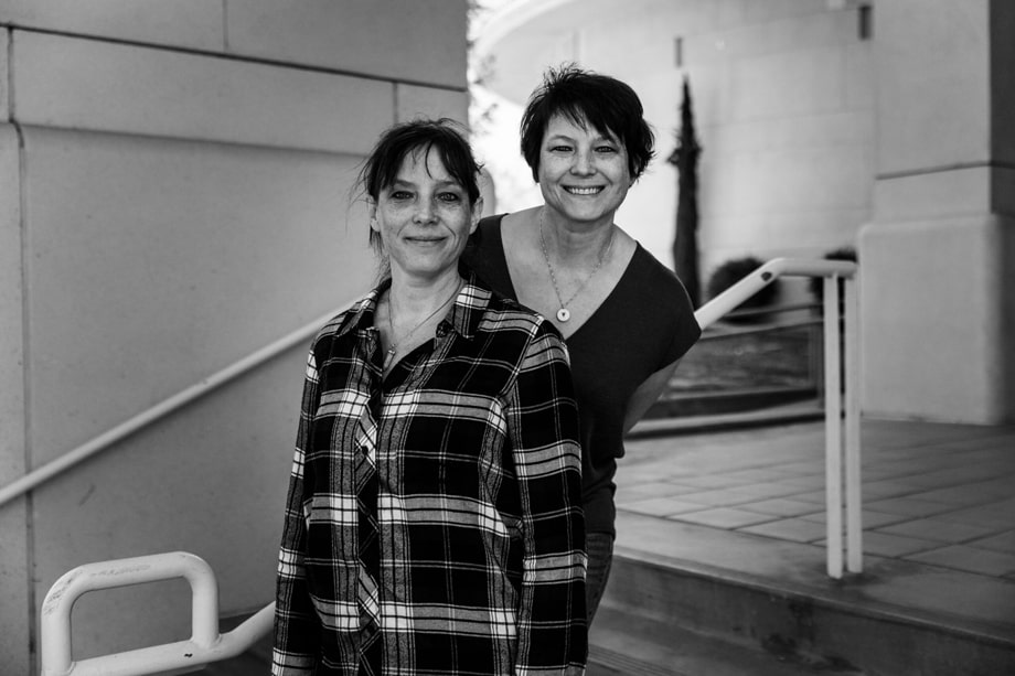 Black and white portrait of Dana Pearson and Trisha Daughtrey