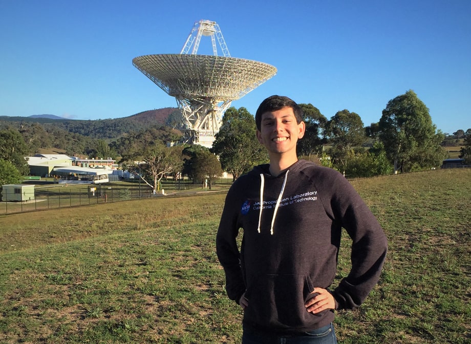 Jordan Tiktin stands outside a NASA building