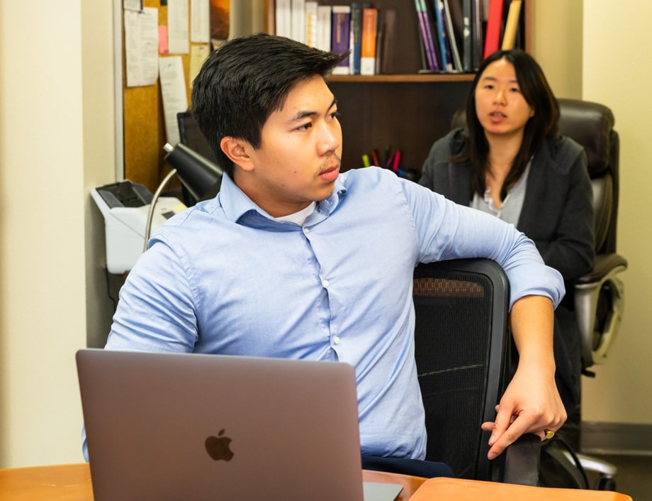 Students working in the tax clinic