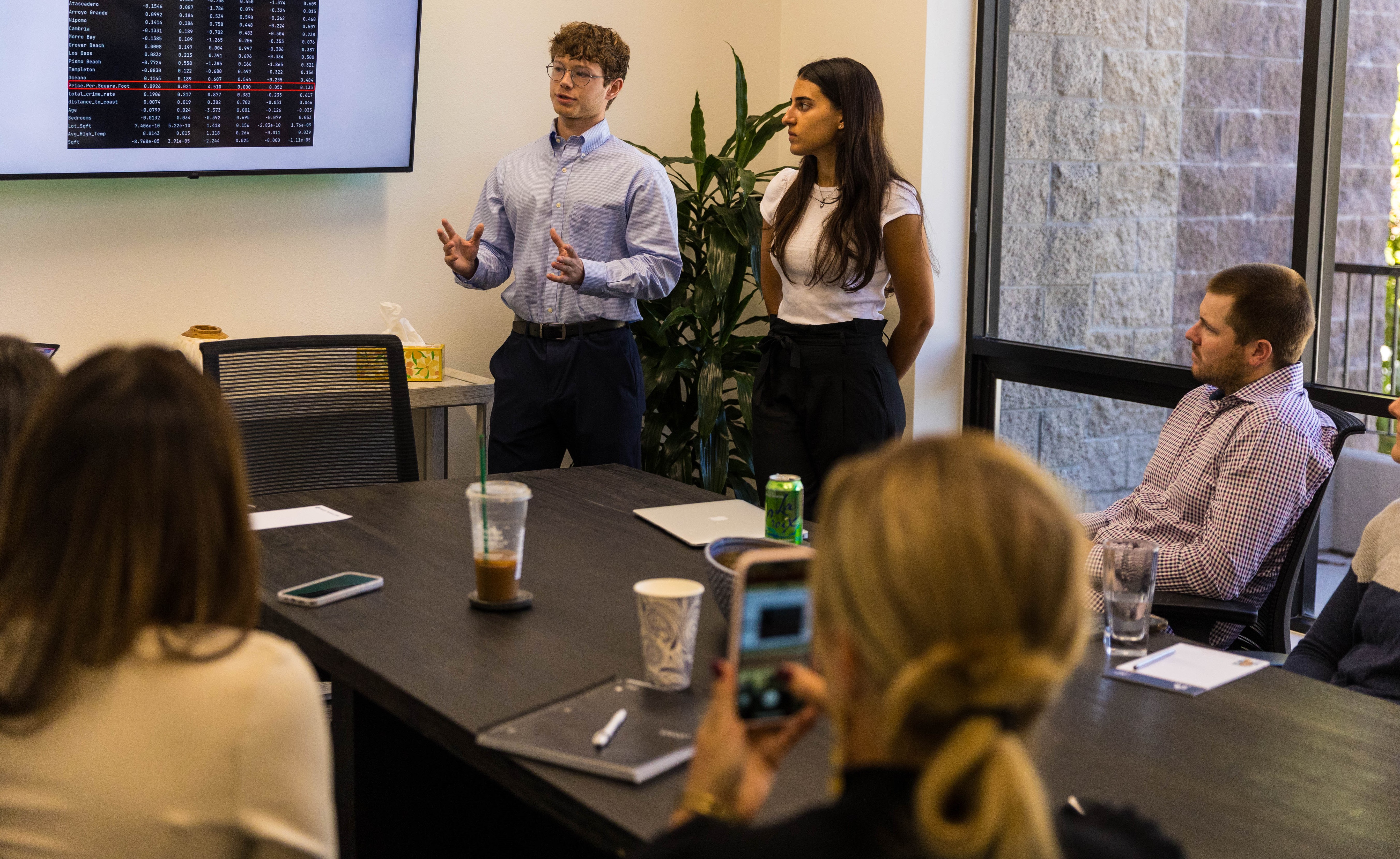 Finance students offer a housing presentation to local realtors.