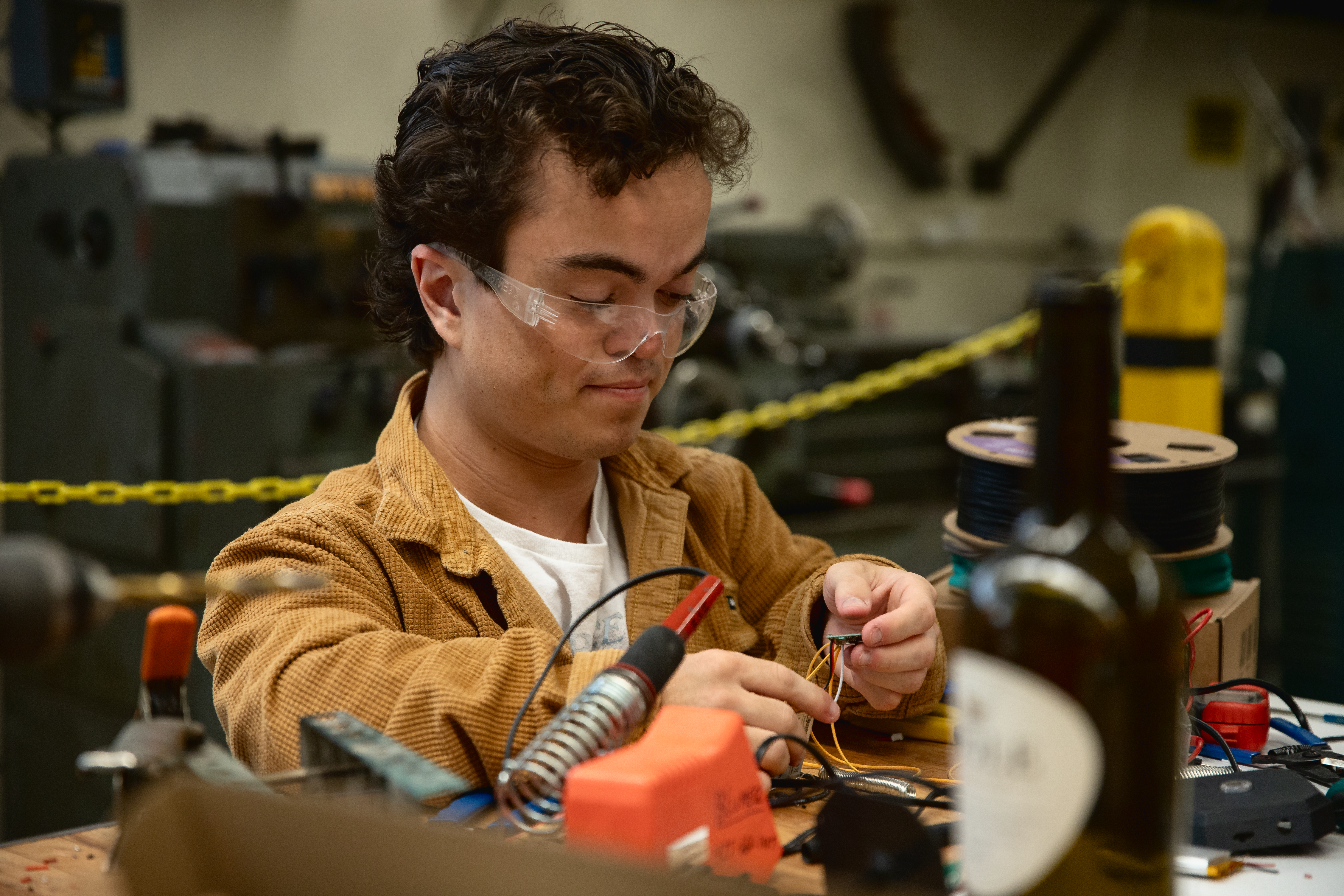 A student works on a project in a lab
