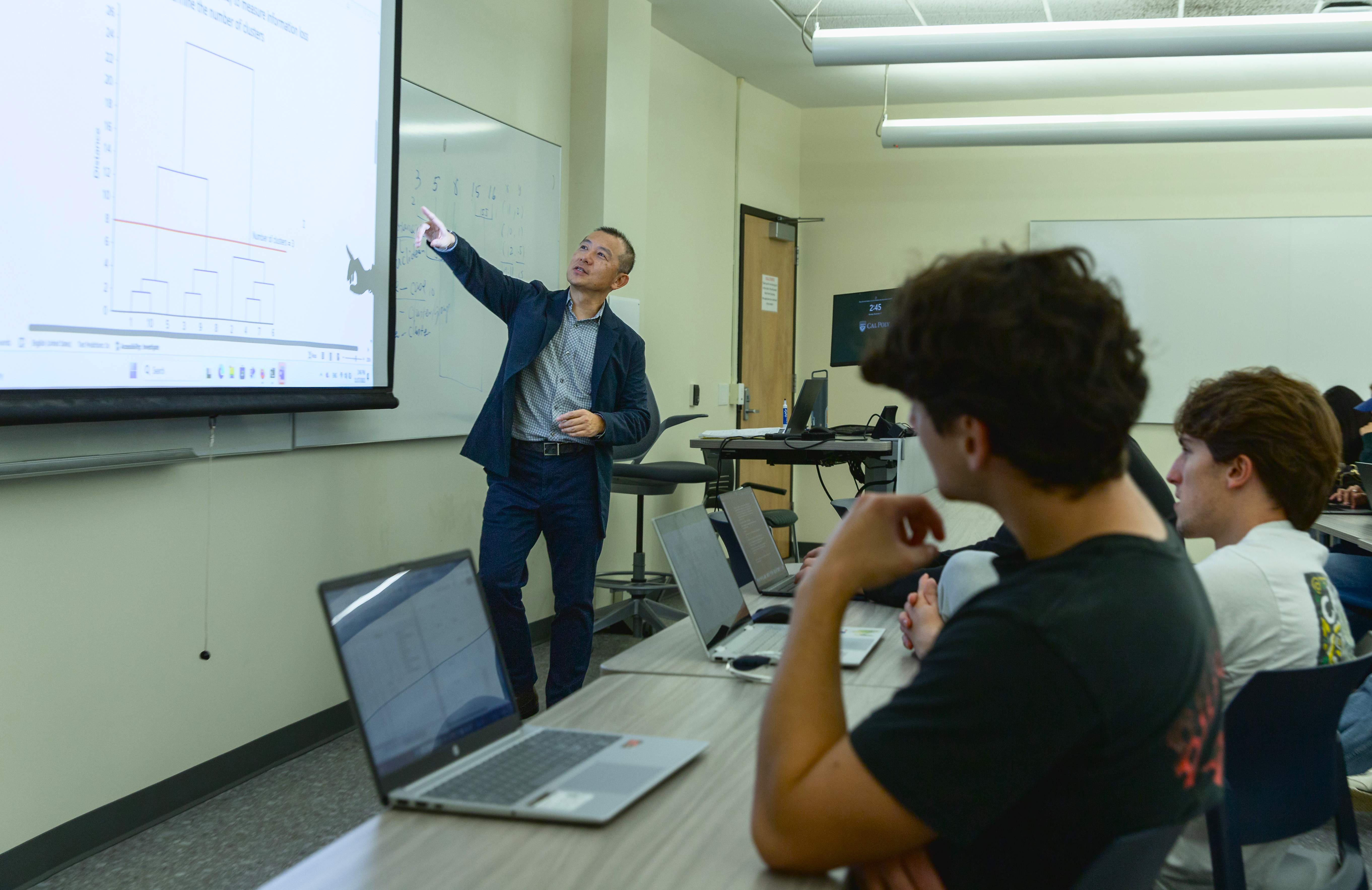 A professor teaches a class