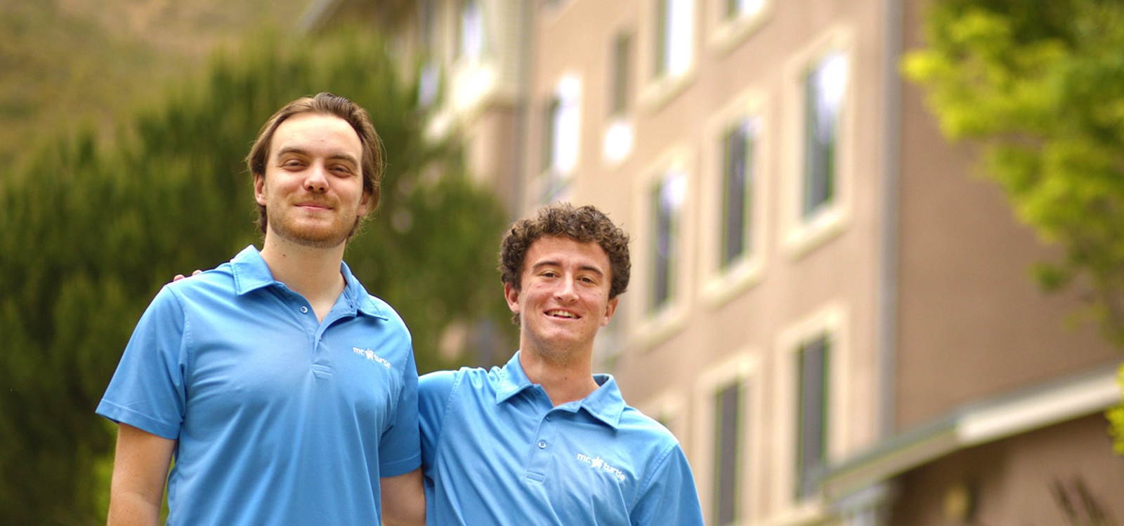 The two Mr. Turtle startup founders pose for a photo