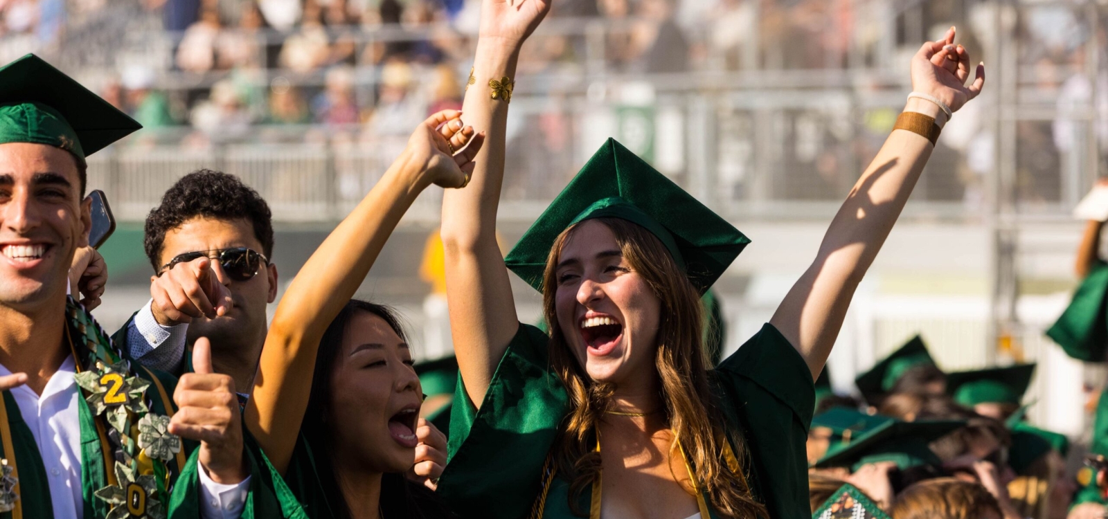 Students celebrating at commencement ceremony