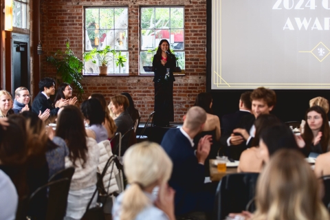 Yoali Romero, speaking to an audience