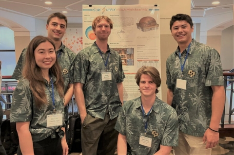 Cal Poly students in front of their concept poster