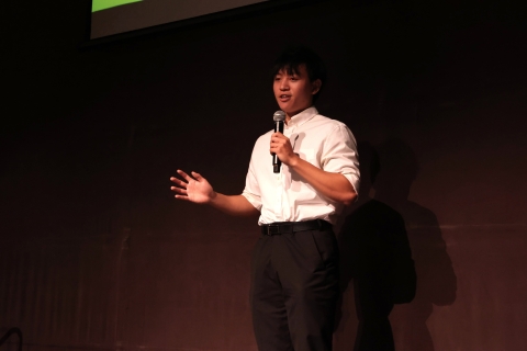 A student offers a presentation during the Elevator Pitch