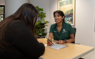 A career advisor assists a student