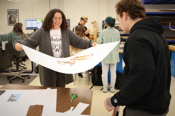 Students working on a packaging project
