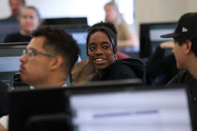 Student in computer lab