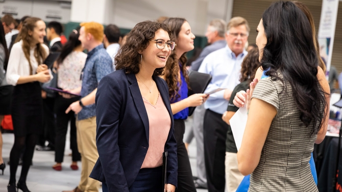 Student at job placement event