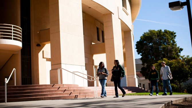 Students walking on campus