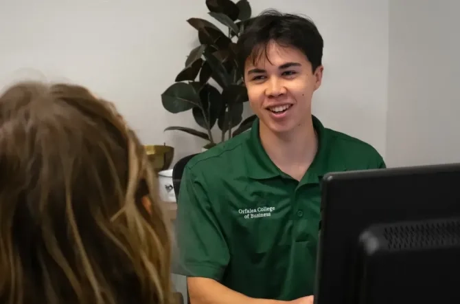 Student on computer
