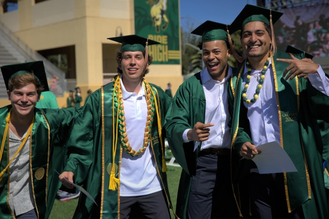 Graduating students celebrate at the commencement ceremony