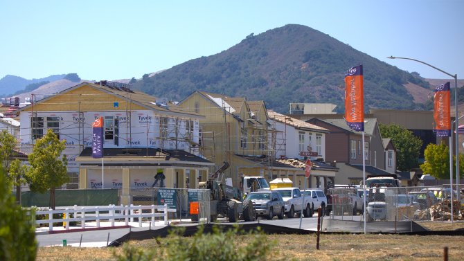 A housing division, with homes under construction