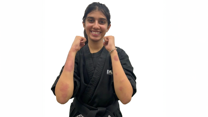 Khushi Sharma doing a martial arts pose