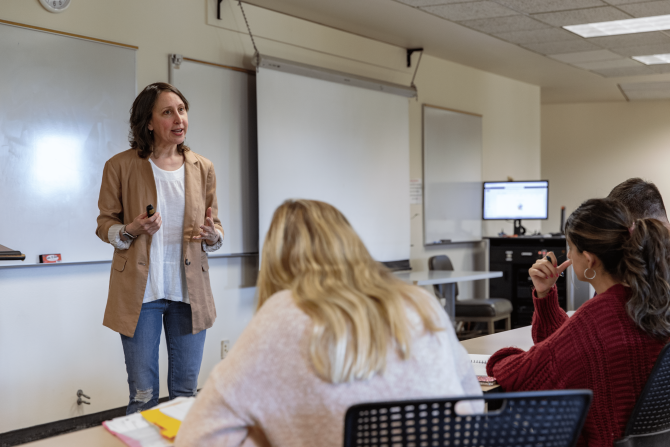 A professor teaches in class