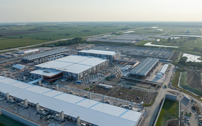 Aerial shot of a data center