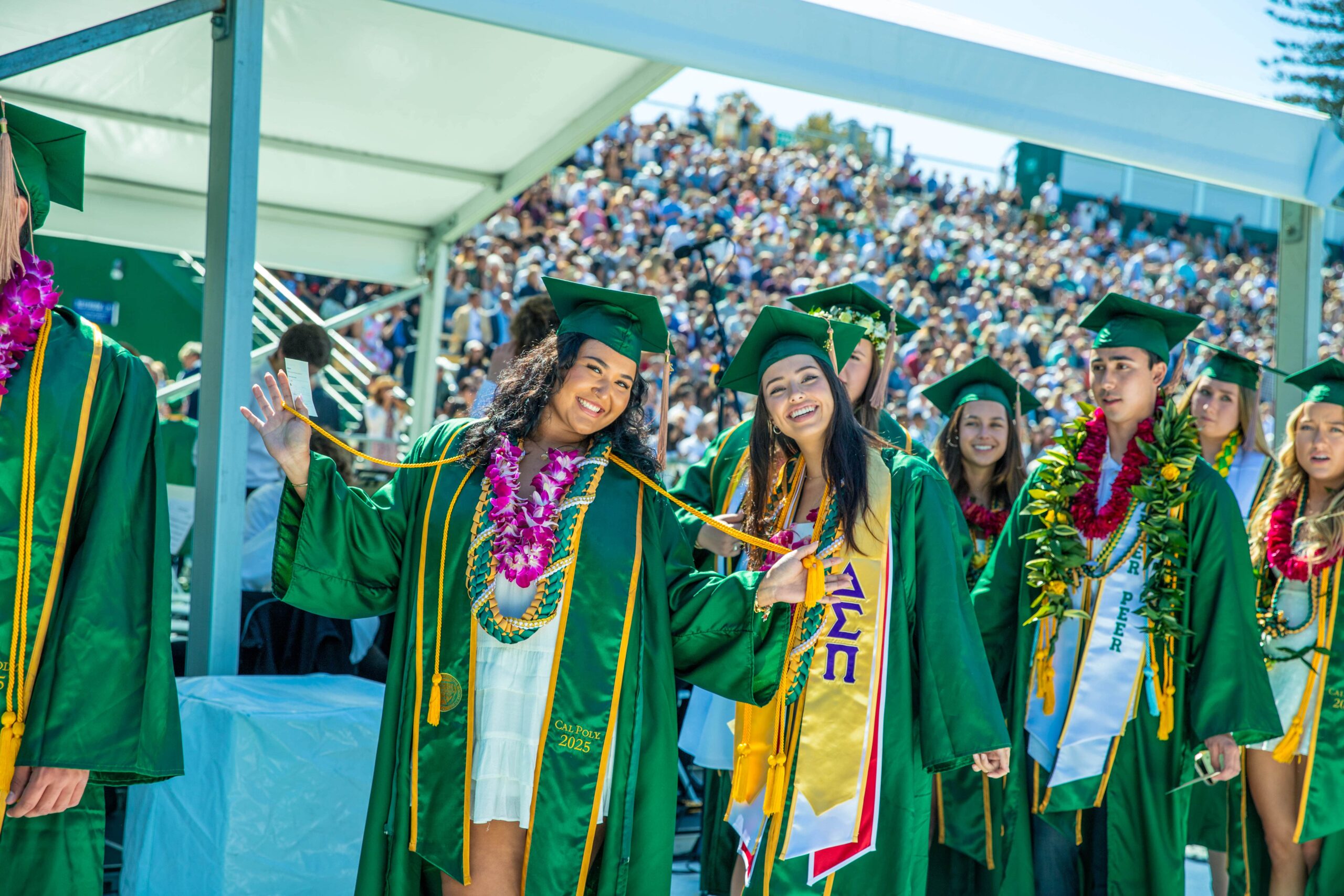 Students, faculty and leadership celebrate graduation during the 2025 Orfalea College of Business commencement ceremony, held at the Spanos Stadium on June 14, 2025.