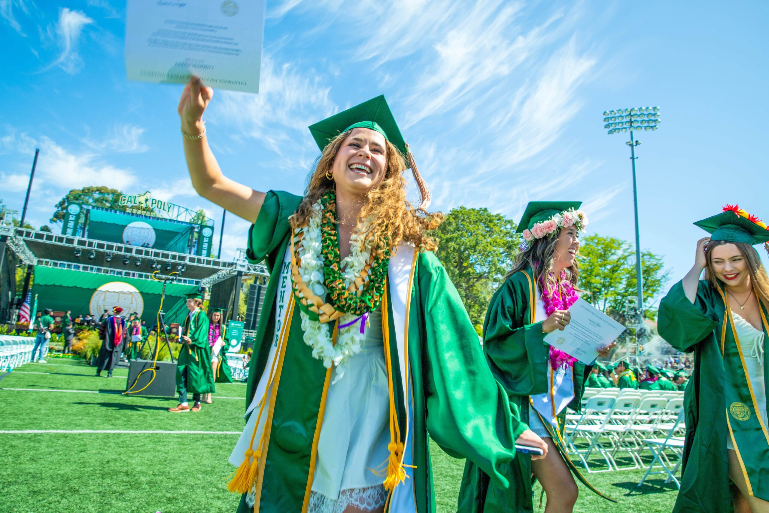 Students, faculty and leadership celebrate graduation during the 2025 Orfalea College of Business commencement ceremony, held at the Spanos Stadium on June 14, 2025.
