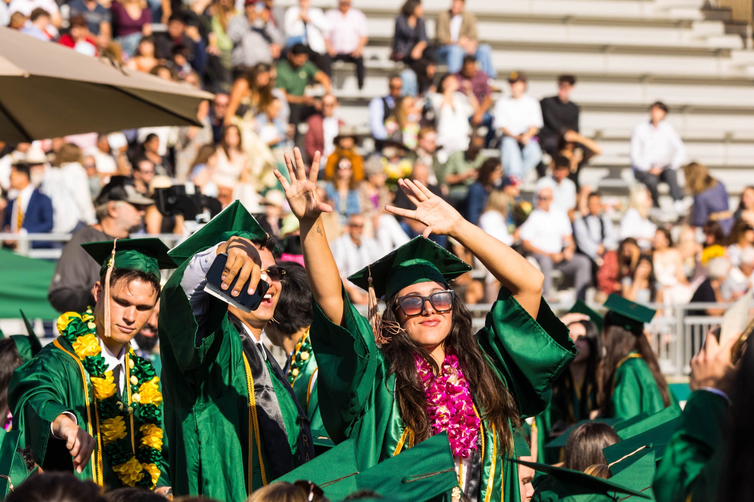 Students, faculty and leadership celebrate graduation during the 2025 Orfalea College of Business commencement ceremony, held at the Spanos Stadium on June 14, 2025.