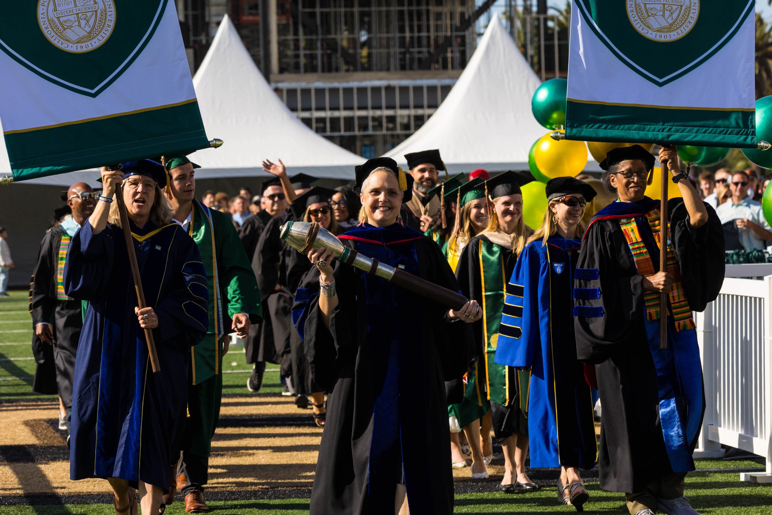 Faculty lead the way during commencement with a ceremonial march