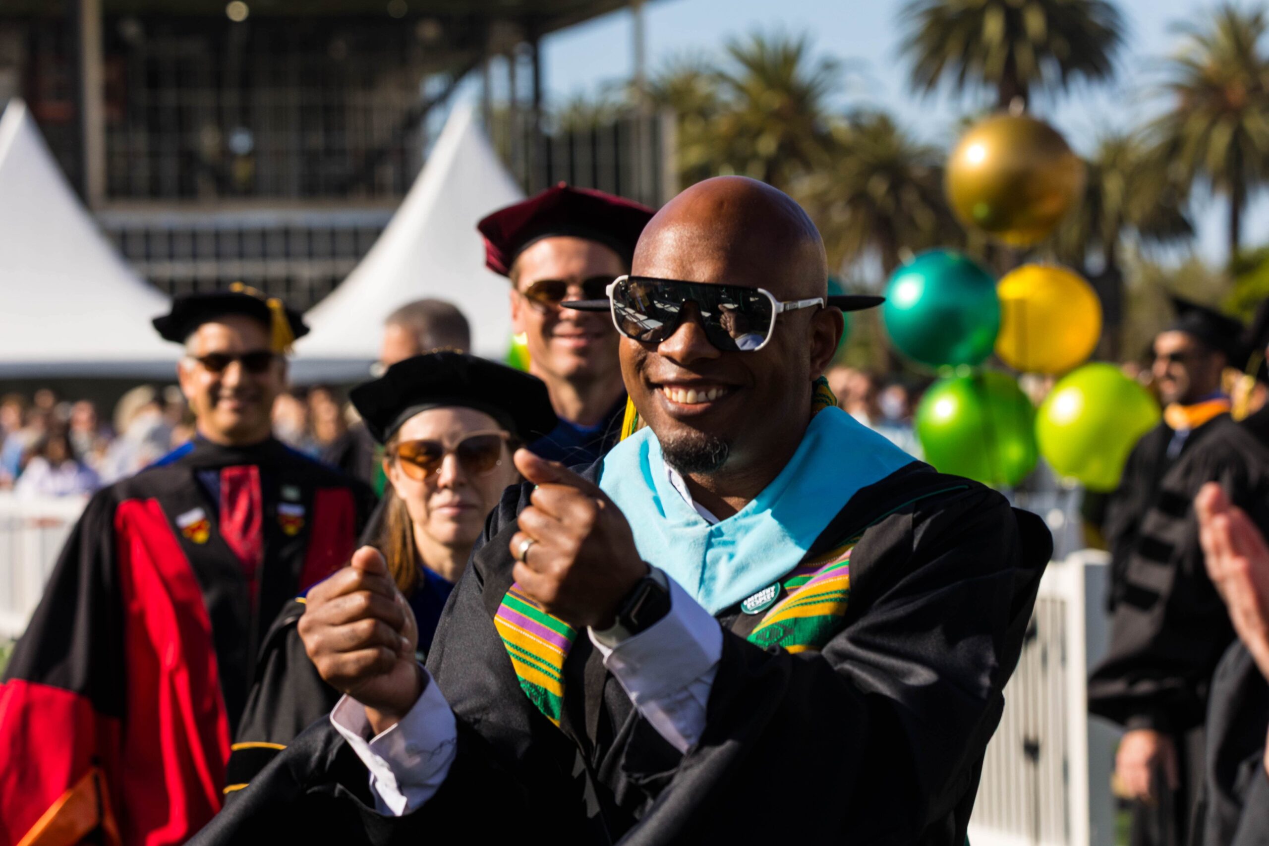 Students, faculty and leadership celebrate graduation during the 2025 Orfalea College of Business commencement ceremony, held at the Spanos Stadium on June 14, 2025.