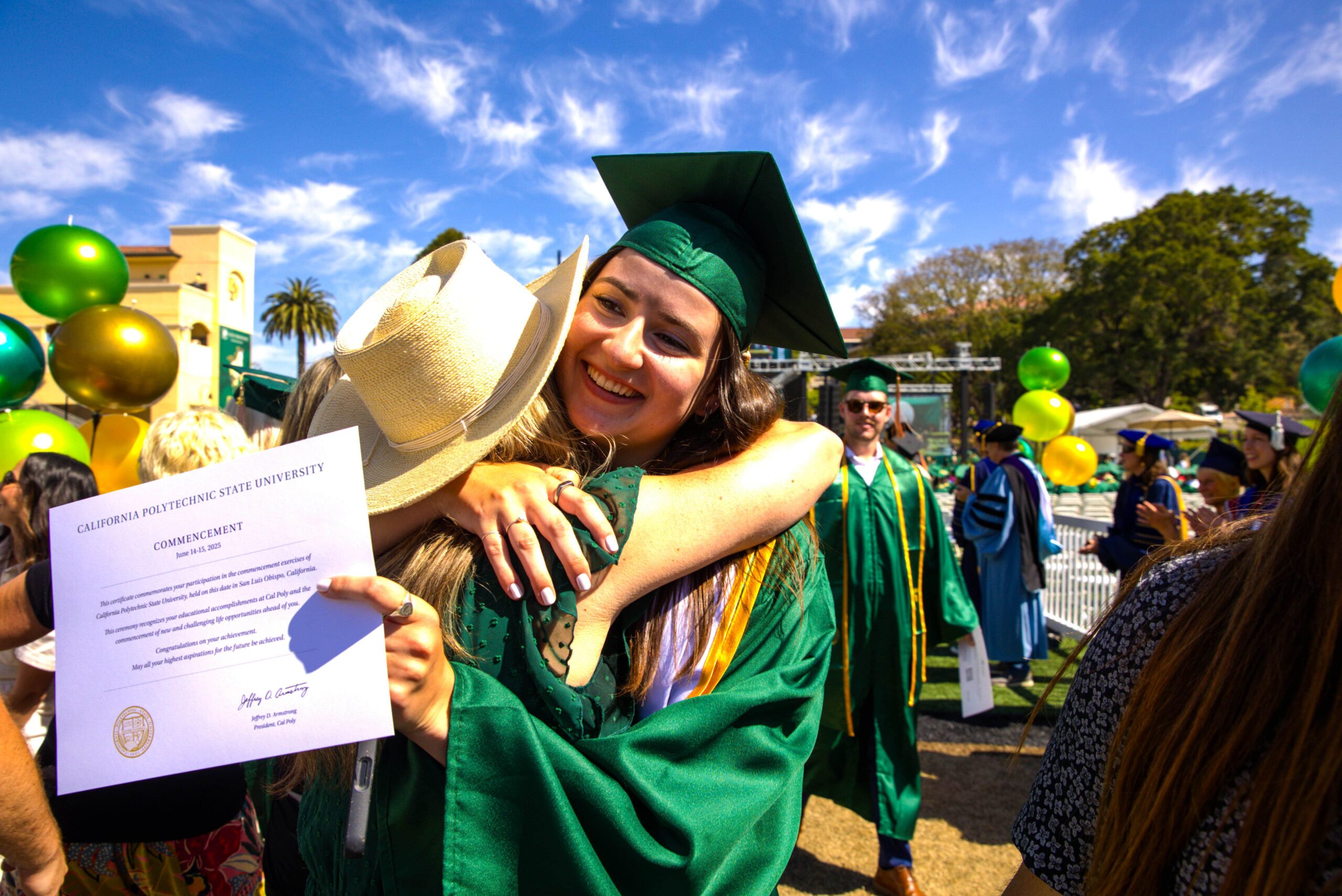 A hug at commencement