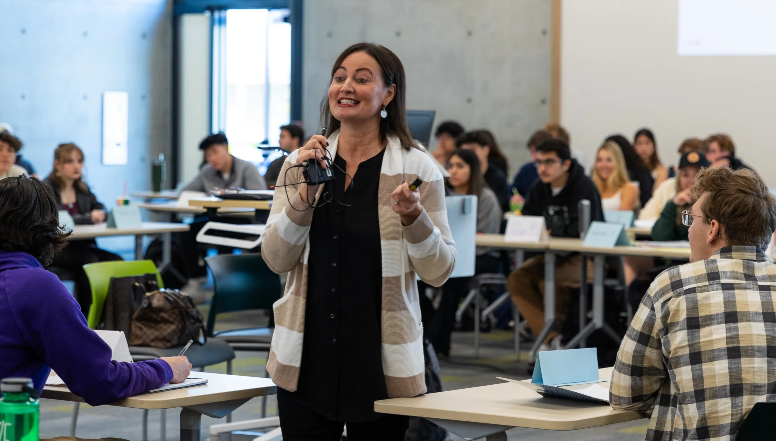 SiSi Pouraghabagher teaches an accounting class on campus
