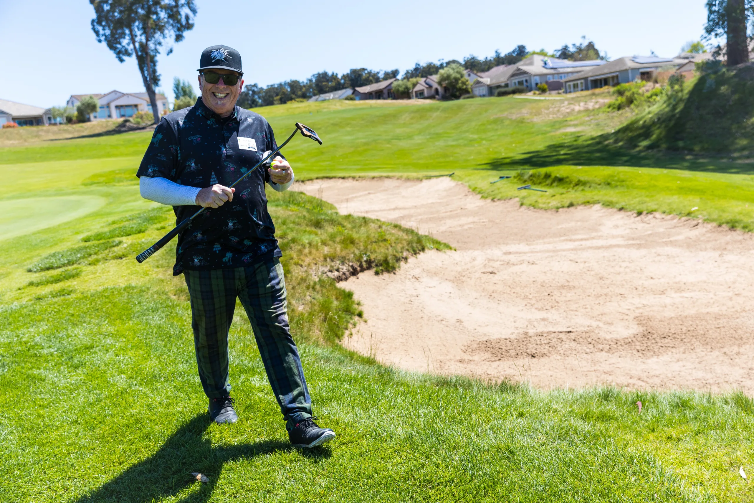 A happy golfer after a close putt