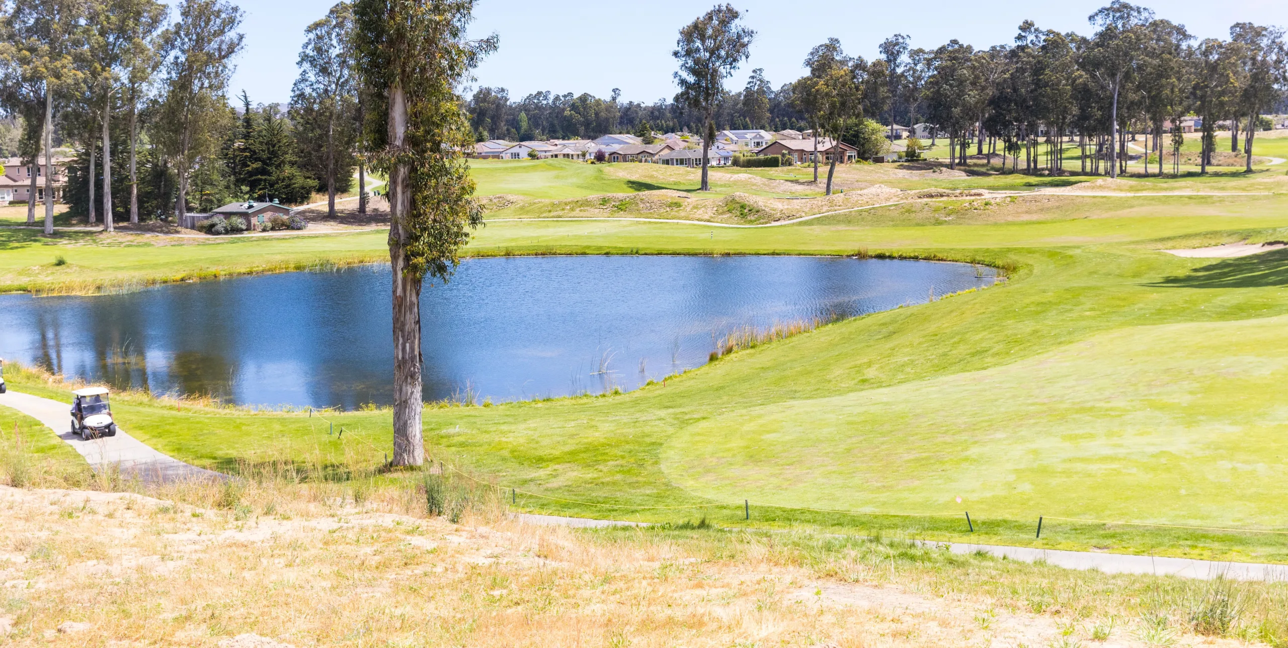 The golf course at Monarch Dunes in Nipomo, featuring a pond