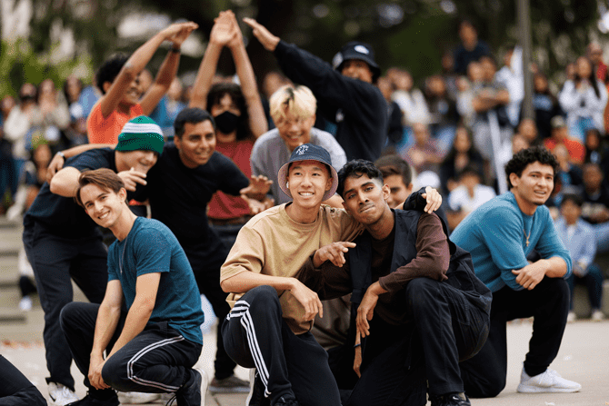 Students pose candidly for photos