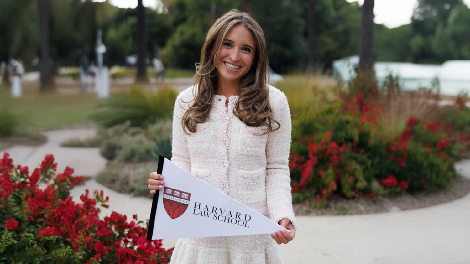 Portrait of Gabrielle Guierrez with a Harvard Law penanti