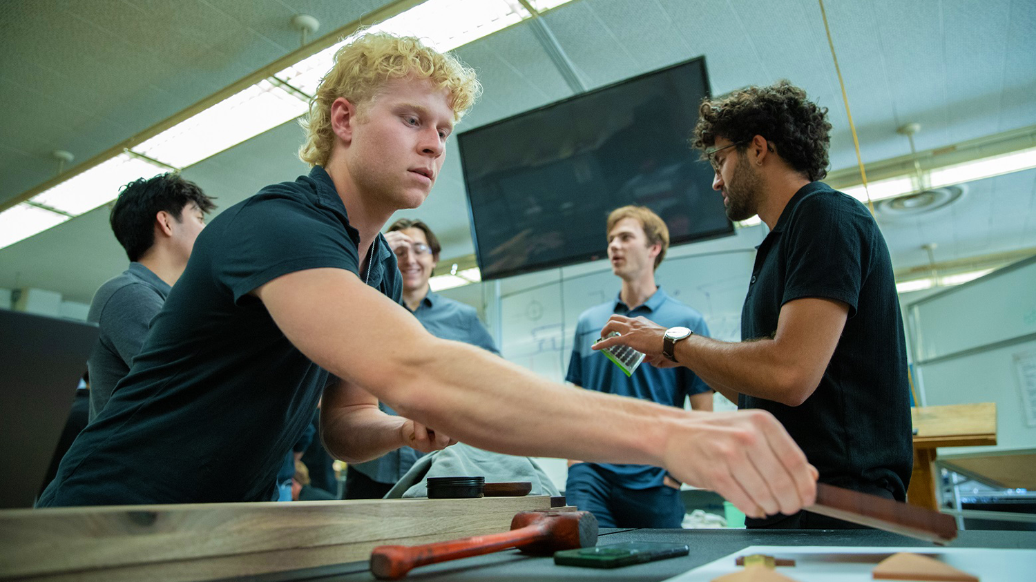 A student works on his team's capstone in the ITP lab