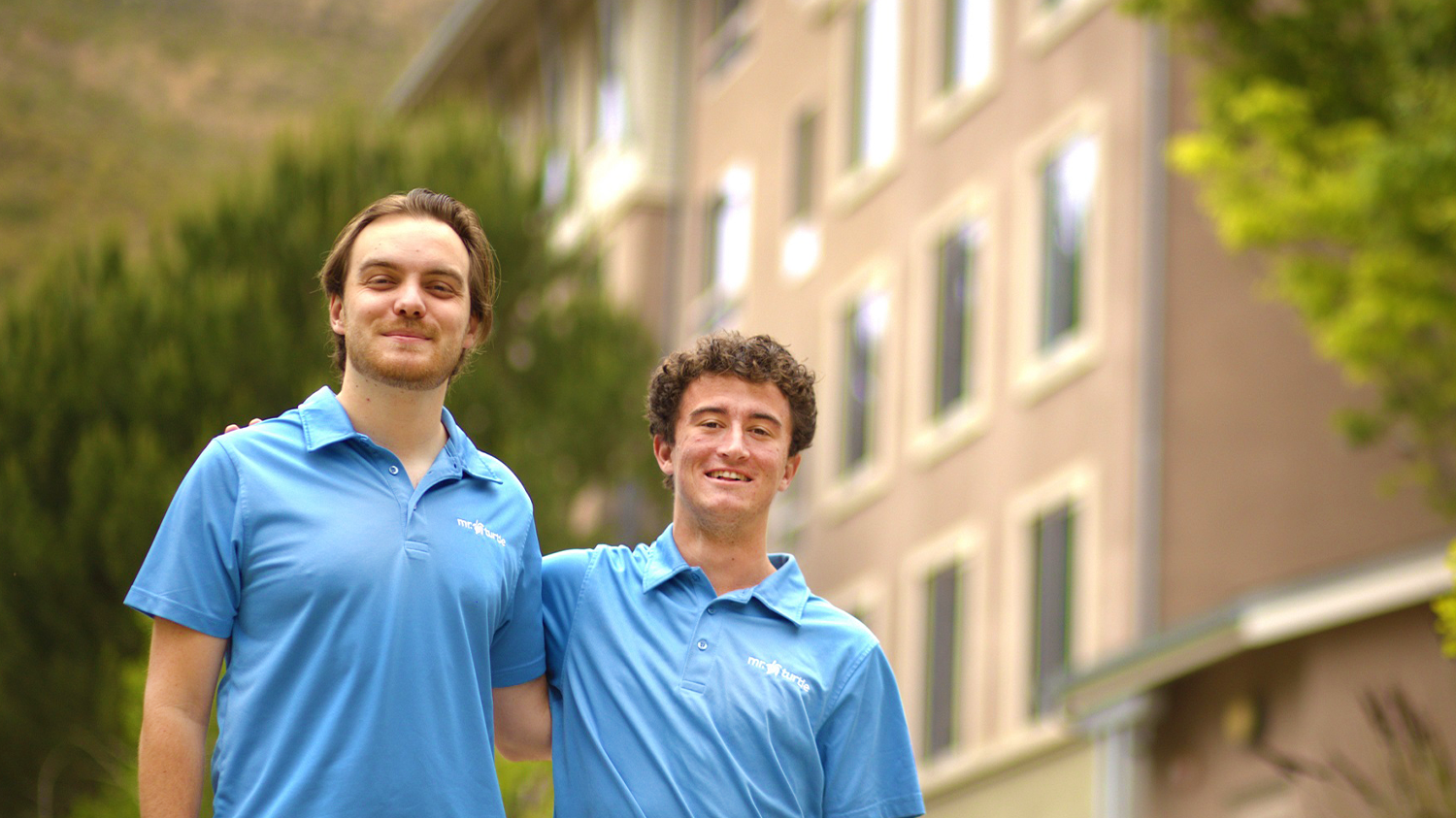 The two Mr. Turtle startup founders pose for a photo